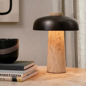 Lampe de table nordique en forme de champignon, travertin jaune, E27 LED 220V, pour salon, chambre à coucher, bureau - Product Image 1