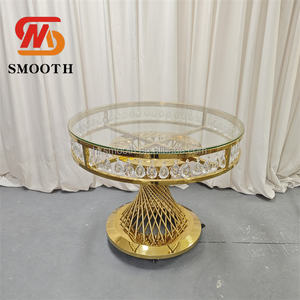 Table de mariage ronde en acier inoxydable avec plateau en verre lisse et piétement en acier inoxydable - Product Image 5