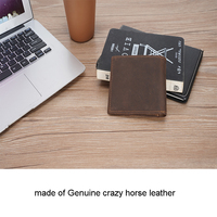 Dompet Lipat Pendek Kulit Asli Pria Vintage, Dompet Kulit Sapi Asli Dengan Jendela ID