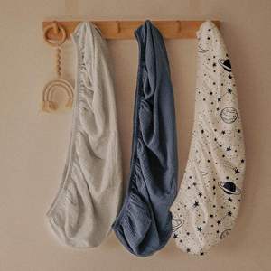 100% Cotton Muslin Premium Baby Crib Sheet 3 Piece Set Soft Breathable Dark Blue Light Blue Space Planet Star Infant <strong>Bedding</strong> - Product Image 3