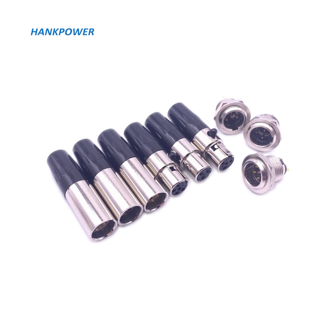 24K Metal Copper Pin Mini XLR Connector 3 4 5 6 Pin 5.0mm XLR Male Female Plug Socket for Microphone