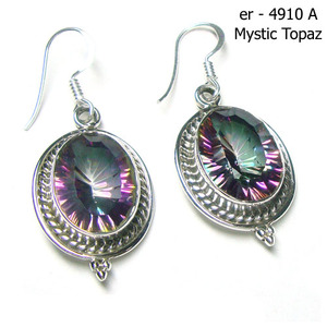 Joyería de piedra natal Topacio místico plata esterlina 925 hecho a mano aspecto antiguo acabado oxidado pendientes de gota precio al por mayor - Product Image 2