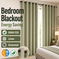 Rideaux occultants en tissu pour chambre à coucher, sur mesure, en lin OEKO-TEX, à œillets, thermiques, économie d'énergie, pour la maison (UE/US), vente en gros