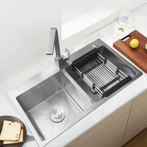 Évier de cuisine intelligent moderne noir à double bac en acier inoxydable avec affichage numérique et cascade, également adapté aux salles de bain - Product Image 4