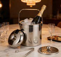 Seau à glace cylindrique en acier inoxydable 304, design moderne et minimaliste, portable pour l'extérieur, idéal pour bars musicaux, KTV, refroidissement de bière et de vin