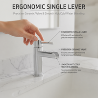Robinet de lavabo contemporain à poser sur le comptoir, chromé, sans plomb, en laiton, à levier unique