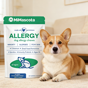 Friandises à mâcher séchées à l'air <span class=keywords><strong>pour</strong></span> chiens allergiques - 120 unités - Supplément naturel anti-démangeaisons avec <span class=keywords><strong>spiruline</strong></span> et huile d'algues <span class=keywords><strong>pour</strong></span> peaux irritées - Product Image 1