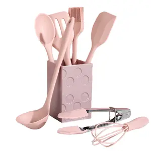 Trending products 2022 new arrivals kitchen Pink Silicone suit cookware set 8 pieces spatula set utensils set for kitchen