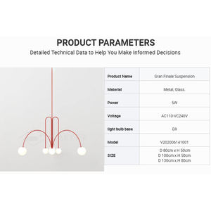 Gran Finale <span class=keywords><strong>Suspension</strong></span> Métal Verre Arche Bras Pendentif Lustre Moderne Plafonnier Salle À Manger Salon Hôtel Usine En Gros - Product Image 3