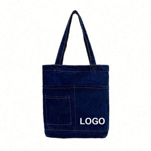 Sac à bandoulière personnalisé pour femme, sac fourre-tout pour étudiante, sac de shopping simple, sac de plage rétro en jean délavé - Product Image 1