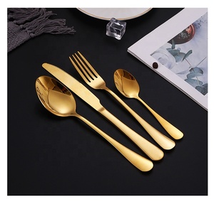 Cheap Price Luxury Nordic Hot Selling Stainless Steel Gold Color <b>Flatware</b> Sets for Restaurant Hotel - Product Image 6
