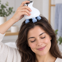 Appareil de massage du cuir chevelu étanche IPX6 (couleur à confirmer) avec pétrissage à 360 degrés, support de charge et 3 modes
