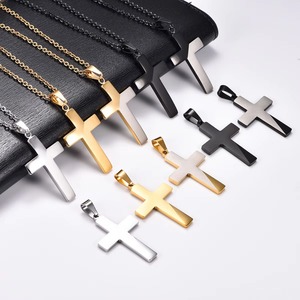 Collier pendentif croix en acier inoxydable, combinaison de couleurs, pour femmes et hommes, symbole de foi et de prière, breloques chrétiennes, chaîne en métal, bijou amulette - Product Image 5