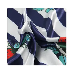 High quality custom wholesale floral digital print satin clothing fabric