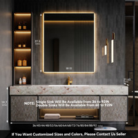 Muebles de Baño Flotantes de Lujo para Hotel, con Encimera de Piedra Sinterizada, Gabinete de Madera Sólida, Espejo LED Inteligente, Lavabo Integrado
