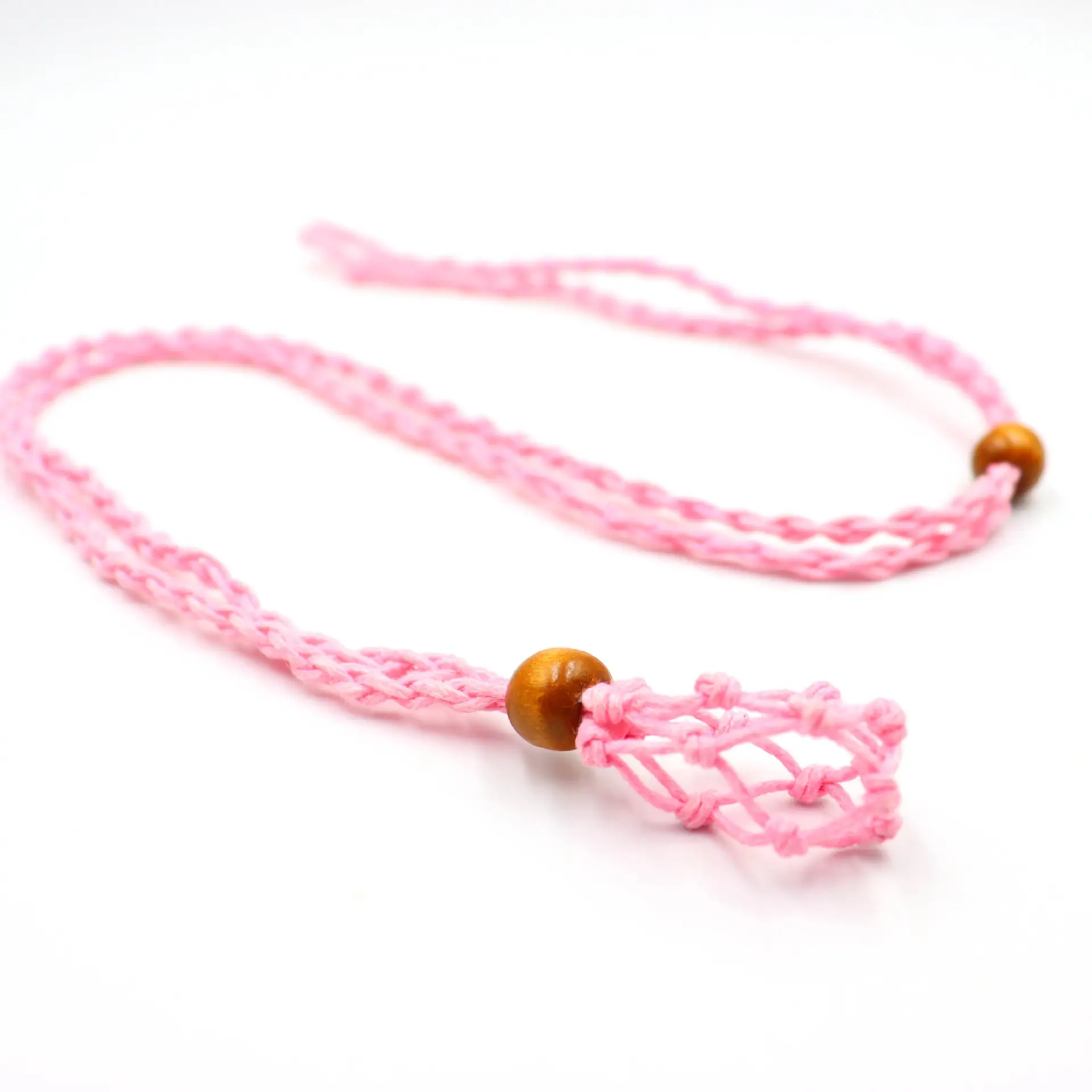 Vintage-Stil Naturstein Wachs Seil Netz Tasche Halskette handgefertigtes Netz Flechten Anhänger Halskette Unisex