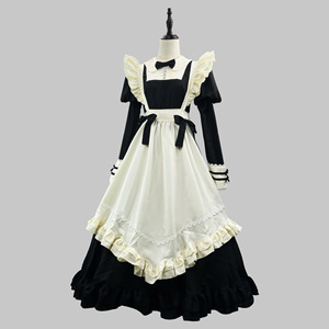 Lolita Long Maid Outfit Black Japanese Style Lace Cosplay Costume Plus Size Anime Role Playing Dress Winter 2024 - Product Image 1