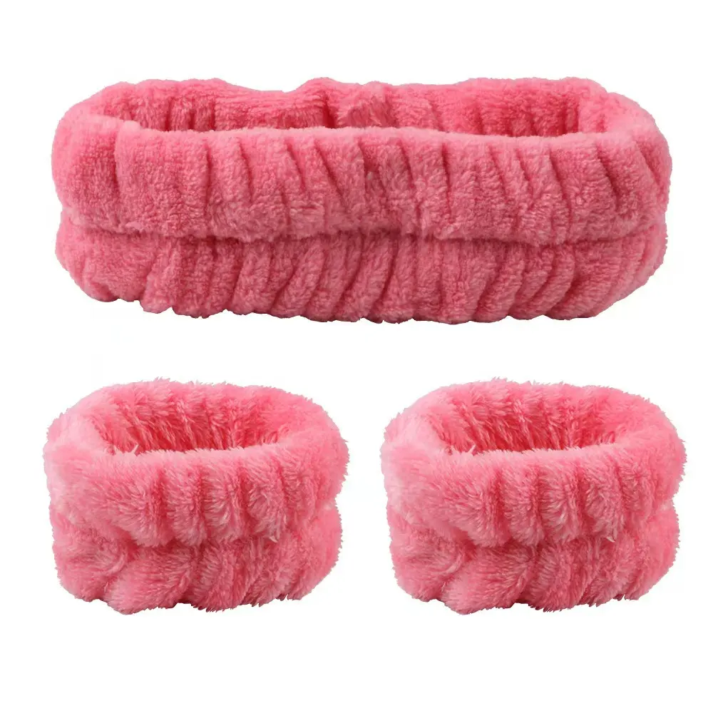 Có Thể Tùy Chỉnh Logo Flannel Spa Headband Và Dây Đeo Cổ Tay Thiết Lập Mặt Rửa Headband Trang Điểm Chăm sóc Da Headband Ban Nhạc Cổ Tay Cho Rửa Mặt