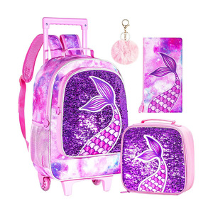 School <b>Bag</b> Sequin Elementary Wheeled Suitcase Kids Bookbag Roller <b>Wheels</b> for Girls Rolling Backpack - Product Image 1