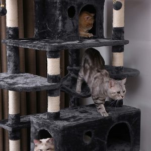 2025 produttore personalizzato Extra Large 49 pollici legno Sisal gatto attività torre di natale nero arrampicata albero casa per grandi felini - Product Image 5