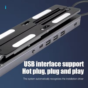 Portable RVB 5-en-1 USB C <span class=keywords><strong>Hub</strong></span> Support pour ordinateur portable Support d'amarrage en alliage d'aluminium pliant avec concentrateur USB - Product Image 6