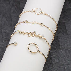 Ensemble bracelet éclair lune feuille plaqué or Offre Spéciale pour femme - Product Image 4