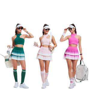 Novas chegadas S-3XL Plain plissado contraste cor tênis saia Golf Pickleball vestuário bolsos laterais a linha luxo cintura alta saia - Product Image 5