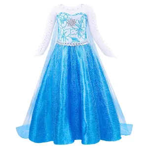 Vestido de princesa, vestido de elsa; fantasia de princesa para halloween; roupas infantis cosplay; roupas de festa para carnaval; fantasia para meninas; roupas para crianças