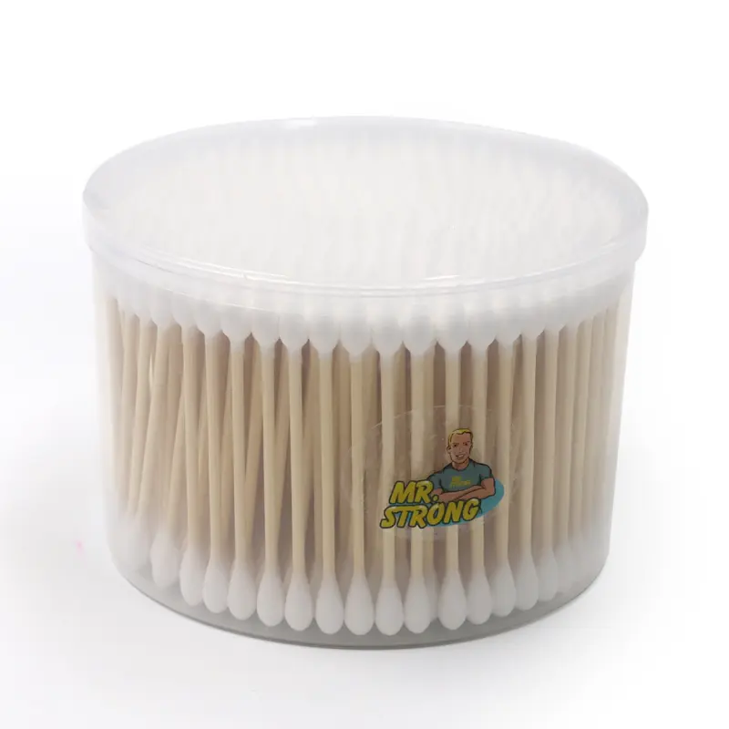 OEM Supply Pure Cotton Buds Dual Tips for Daily Hygiene Use High Absorption Cotton Buds Swab Bamboo Stick