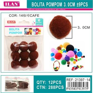 Pompon Ilan 3.0 Cm Colore Caffè Decorazioni Artigianali Per Progetti Fai Da Te - Product Image 3