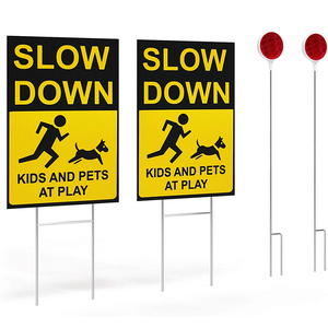 Hava koşullarına dayanıklı yavaş yansıtıcı Yard işareti üçgen desen çocuklar ve evcil hayvan Metal bahis uyarı işareti - Product Image 3
