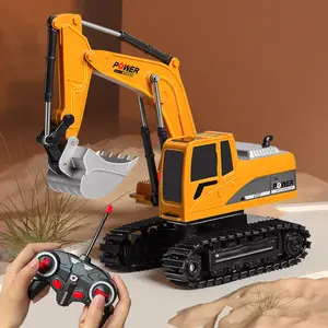 Excavadora RC a escala 1/24 y camión de juguete vehículos de construcción eléctricos recargables con Control remoto para niños y niñas