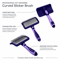 Brosse démêlante pour animaux à tête incurvée – Brosse de toilettage pour chiens et chats – Élimine les poils lâches et les boucles – Pour animaux à poils longs – Acier inoxydable