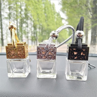 Offre Spéciale – Flacon diffuseur de parfum carré de 8 ml, rechargeable, vide, en verre, avec corde de suspension et bouchon couronne scellé pour voiture