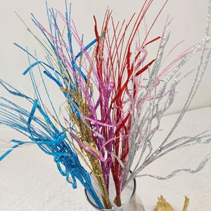 Kipas payet emas 43cm glamor dekorasi Natal pita berkilau kerajinan tangan dan aksesori pohon daun - Product Image 3