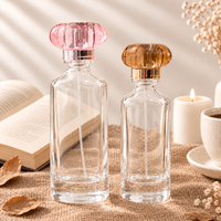 Flacon de parfum en verre transparent à fond épais de 50 ml et 100 ml, flacon vide en forme de cylindre, flacon vaporisateur de parfum avec pulvérisateur argenté ou doré