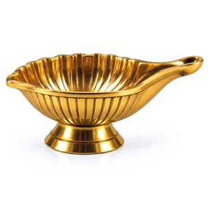 Lampe à huile artisanale en laiton Lotus Diya, lampe décorative traditionnelle pour Puja, Deepak, Aarti, lumière de prière, décoration de temple et de maison, cadeau de festival - Product Image 1