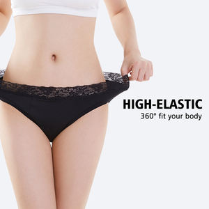 Culottes menstruelles absorbantes en dentelle taille moyenne anti-fuites en bambou pour la vente en gros - Product Image 3