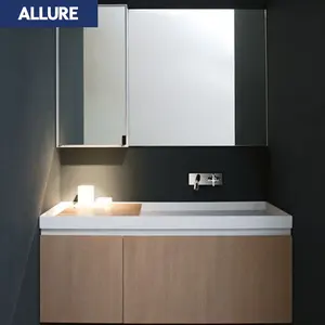 Allure Muur Gemonteerde Massief Hout Teak Scheerbak Pvc Wastafel Smart Luxe Moderne Opbergkast Badkamer Wasmachine