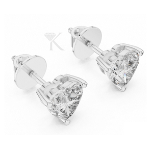 ต่างหูเพชรทรงหัวใจแบบเต็มเม็ด ประดับด้วยตัวเรือนเงิน 3 ขา พร้อมตัวล็อคแบบเกลียว หรูหรา สง่างาม เรียบง่าย - Product Image 4