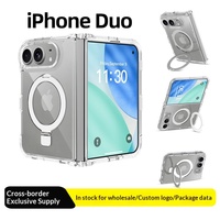 Coque de téléphone portable pour iPhone Duo, transparente, pliable, magnétique, deux-en-un, avec bords souples et dos rigide en acrylique, design personnalisable