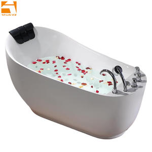 アクリル製自立式ジェットバス、内蔵滝シャワーヘッドレスト付き、屋内浴室用ジェットソーキングバスタブ - Product Image 4