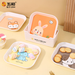 Wuhe Animal Shaped Square Plate Food Grade Plastic Cartoon Design Small Snack Plate For Party - Product Image 4