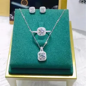 Temperament square necklace Japan and South Korea zircon pendant square cut colorful zirconium necklace
