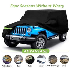 Housse de voiture noire imperméable adaptée au <span class=keywords><strong>Jeep</strong></span> <span class=keywords><strong>Wrangler</strong></span> <span class=keywords><strong>2</strong></span> portes 1987-2022, toutes saisons, avec fermeture éclair, protection contre la neige, la pluie, la poussière et la grêle - Product Image 4