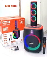 Nouveau haut-parleur Bluetooth sans fil KIMISO KMS-X802 de 8 pouces avec microphone intelligent à commande vocale IA, 40W haute puissance, pour karaoké et DJ avec subwoofer