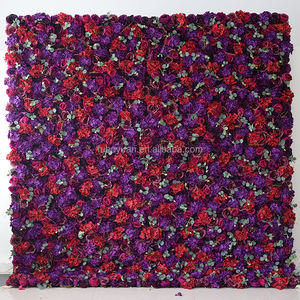 Tapis de fleurs artificielles S02594, mur de fleurs en soie Blumenwand, turquoise rose, toile de fond de mur de fleurs, imitation rose, mur de fleurs violettes pour la vente en gros - Product Image 4