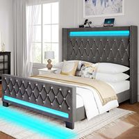 Lit rembourré sur mesure 2026 en tissu doux, taille complète, lit queen, cadre de lit king size en bois avec rangement, style antique, luxe moderne