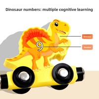 Jouet de puzzle en bois pour enfants, mini-train numérique magnétique dinosaure, 10 blocs de construction en bois colorés, jouet éducatif
