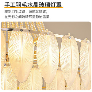 Luxury Feather Crystal Chandelier Led <b>Light</b> Round Multi Head For Living Room Hotel Lobby Staircase - Product Image 5